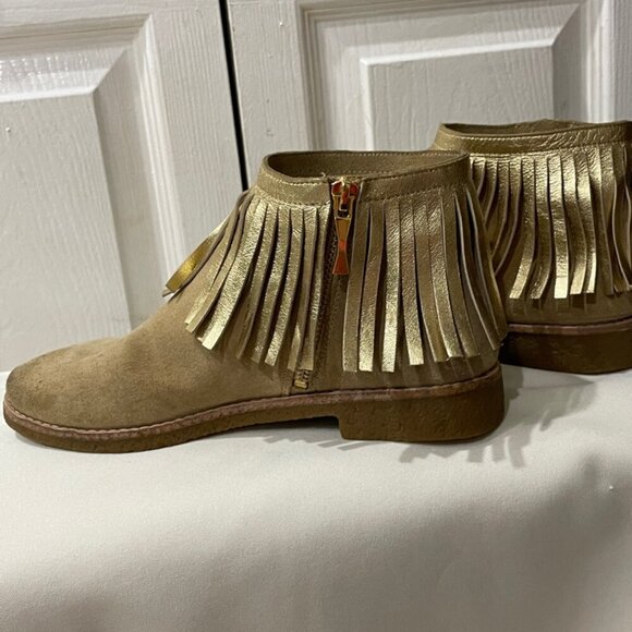 kATE SPADE NEW YORK  FRINGE SUEDE GIPSY BOHO ANKLE SUEDE BOOTS TRUFFLE SIZE 6.5 - Picture 16 of 16